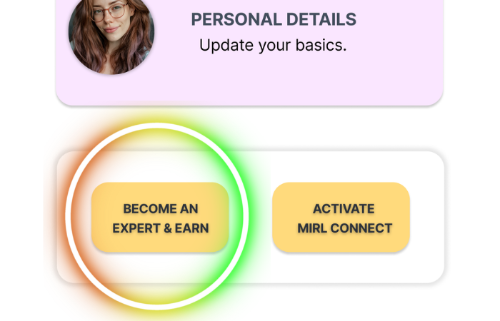 Tap Become an Expert and Earn to go live as an Expert