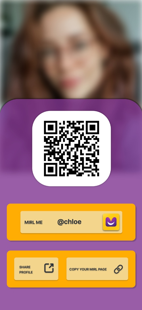 MIRL Page share screen with QR code and copy link button